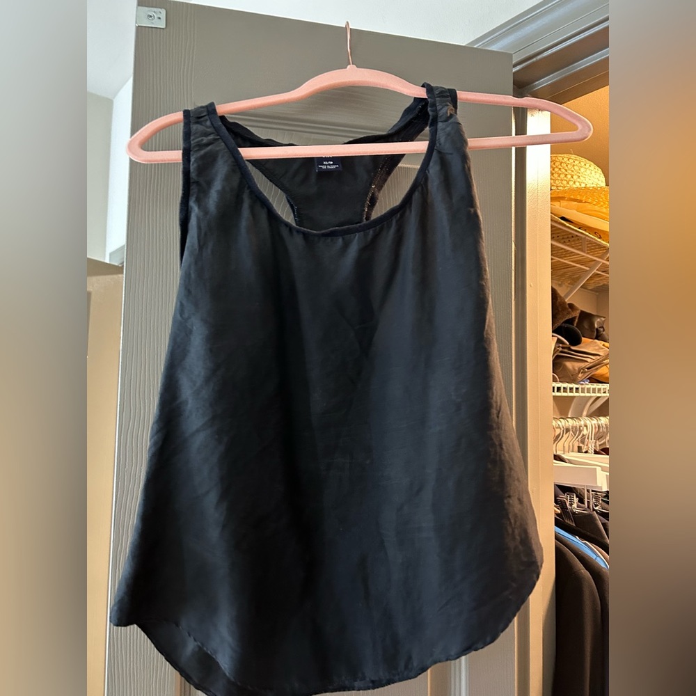 Black silk tank top
